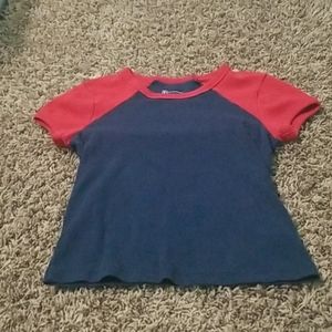 Red and navy crop top